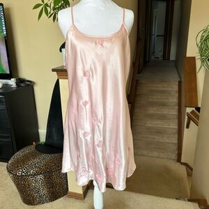 Jessica Blush Satin nightgown with Heart Embroidery